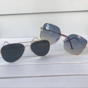 2 aviator sunglasses gold wire